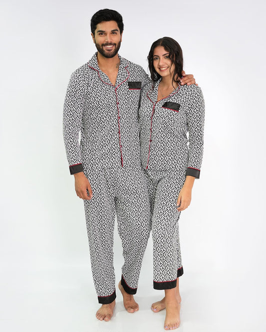 Pijama pareja "Con botones" algodon pima